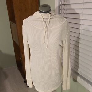 Patagonia Women's Cream Hooded Cowl Long Sleeve Waffle Tunic